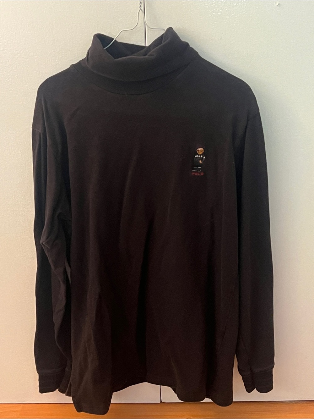 Polo by Ralph Lauren Black Turtleneck Sweater with Bear Patch